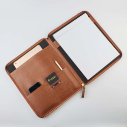 Zippered Office Folder - Tan